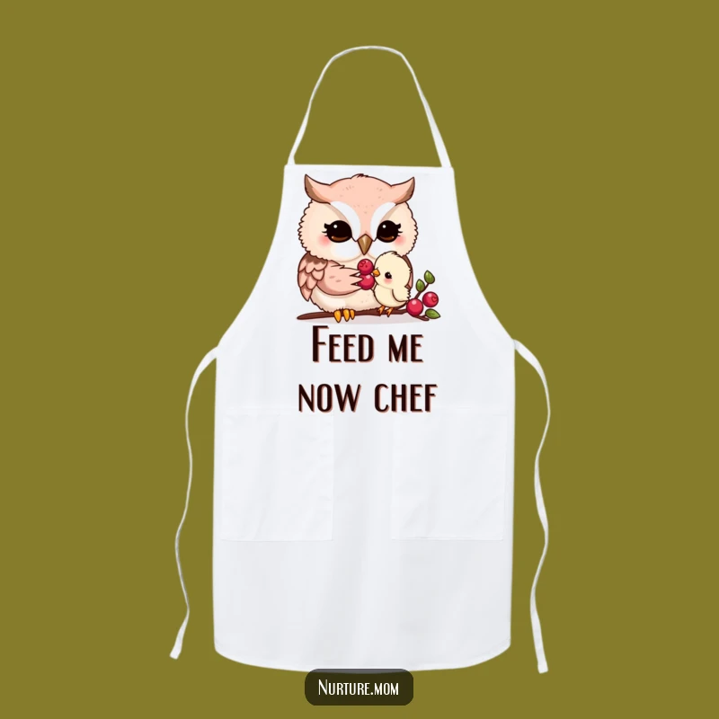 Funny Kawaii Owl Mom Apron: Gentle Feeding for Kitchen Lovers