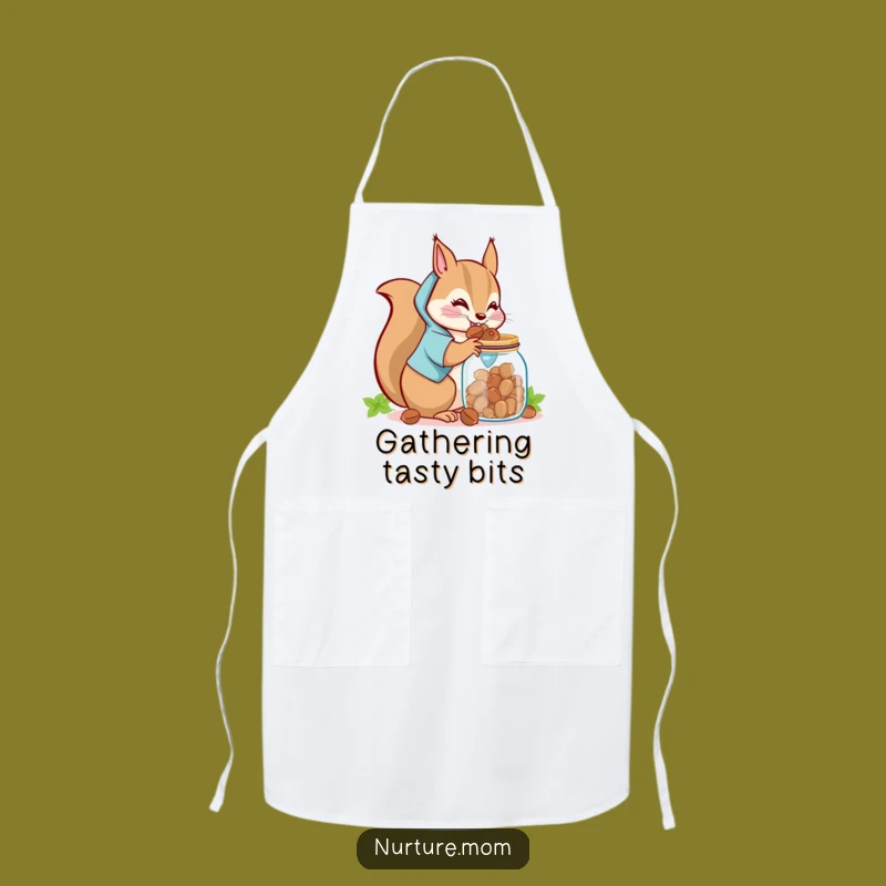 Funny Kawaii Squirrel Mom Apron: Nut Collecting Kitchen Wear, Great Funny Gift