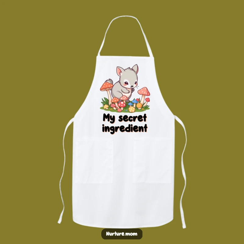 Funny Kitchen Apron: Playful Animal's Mushroom Forager Gift