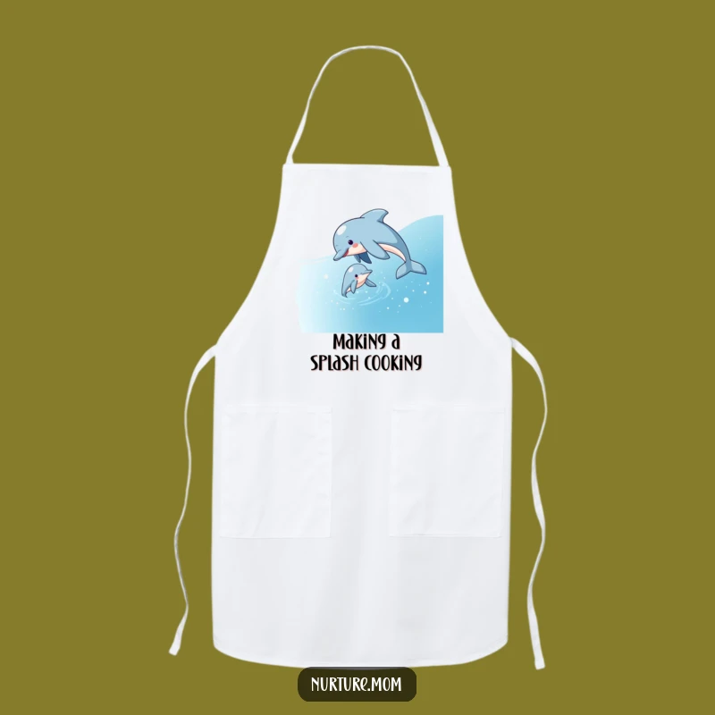 Funny Dolphin Mom Apron: Playful Guidance for Kitchen Adventures