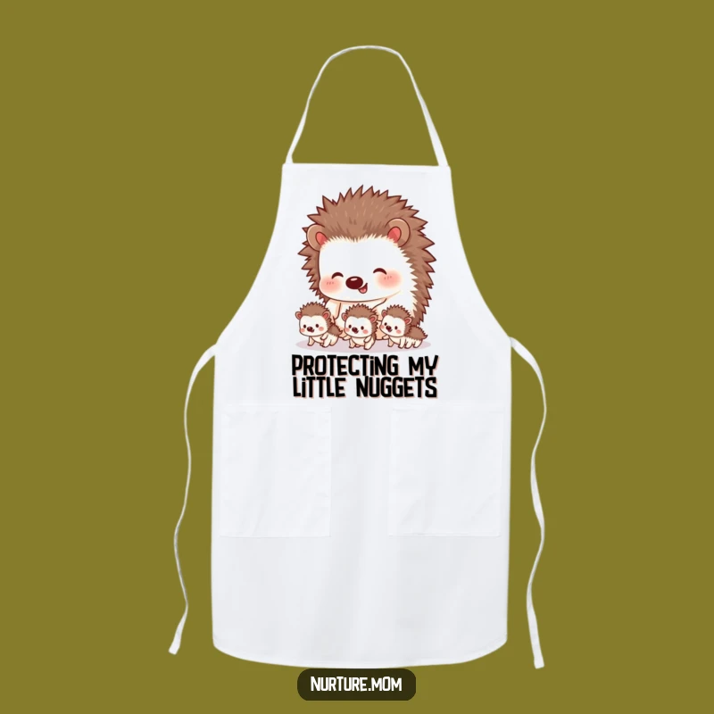 Funny Hedgehog Cooking Apron: Mama & Siblings Design, Hilarious Kitchen Fun Gift