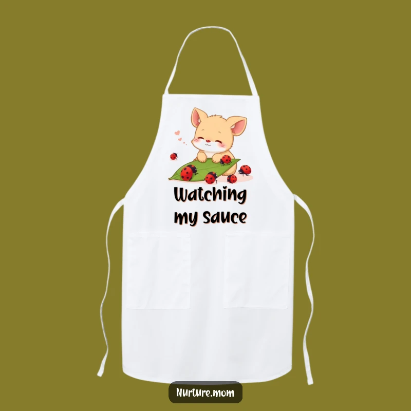 Funny Kitchen Apron: Content Animal's Ladybug Watcher Cooking Gift