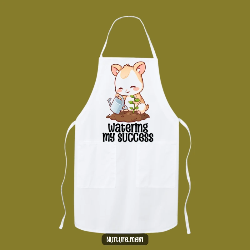Funny Kitchen Apron: Cute Animal Gardener's Smiling Sprout Cooking Gift