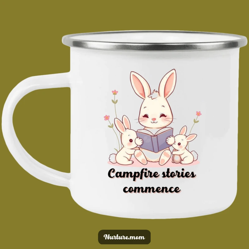 Funny Kawaii Mama Bunny Camping Mug: Cozy Outdoor Story Time