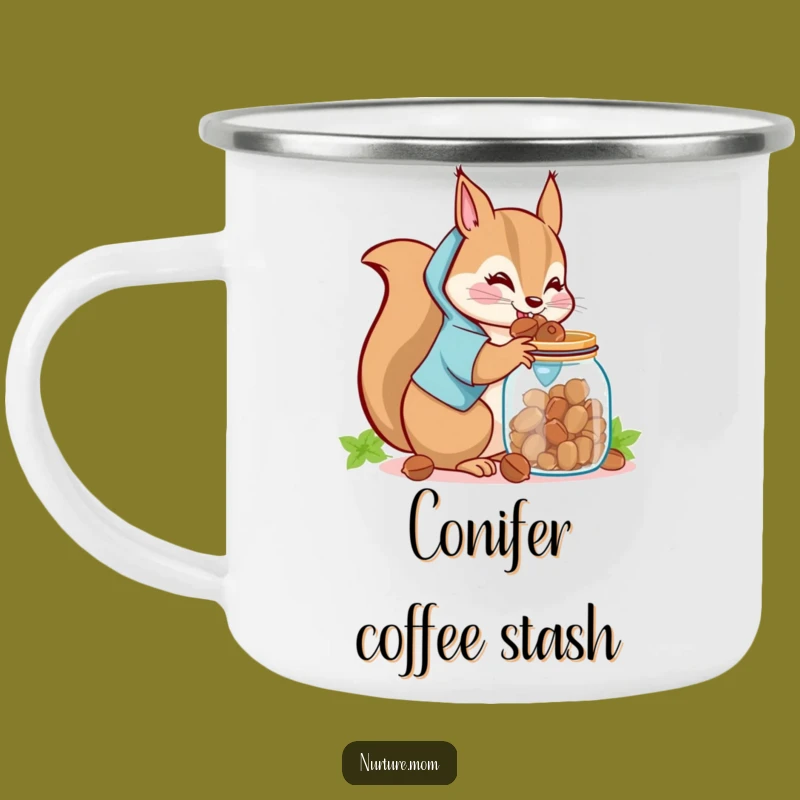 Funny Kawaii Squirrel Mom Camping Mug: Nut Gathering Adventure, Hilarious Outdoor Gift