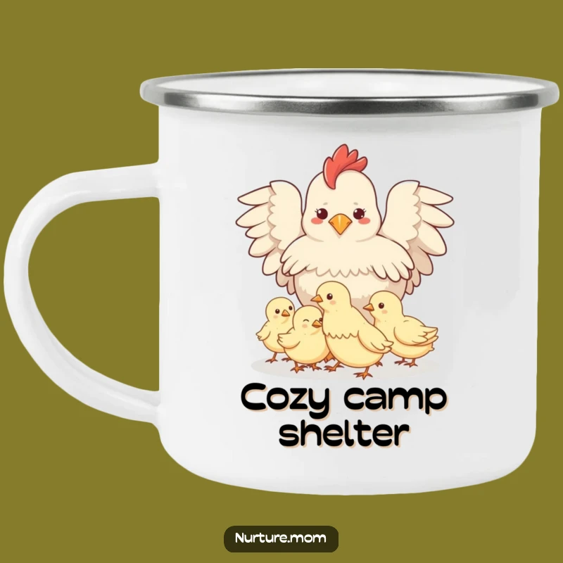 Funny Protective Hen Camp Mug: Cozy Farm Outdoor Gift