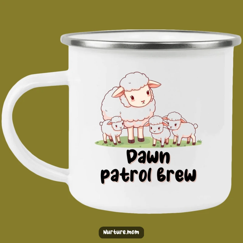 Funny Sheep Mom Camping Mug: Gentle Guardian Scene, Sweet Outdoor Mother Gift