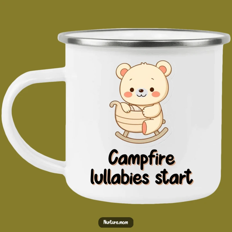 Funny Bear Rocking Cradle Camping Mug: Outdoor Parent Comfort and Hilarious Gift