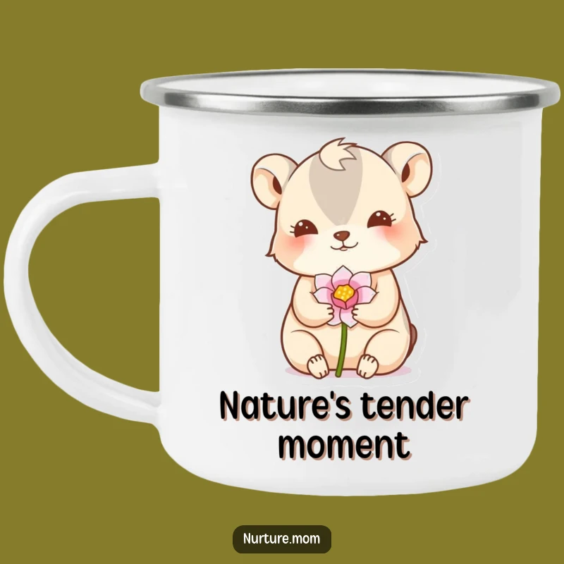 Funny Campfire Mug: Nurturing Animal's Flower Bud Outdoor Gift