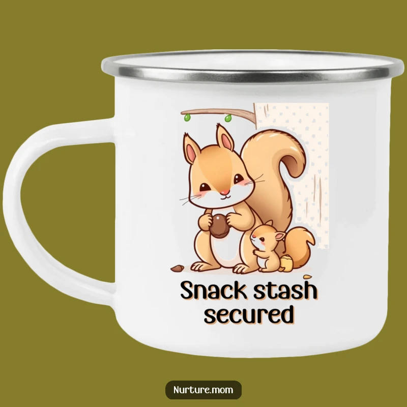 Funny Kawaii Mother Squirrel Enamel Camping Mug - Outdoor Gift