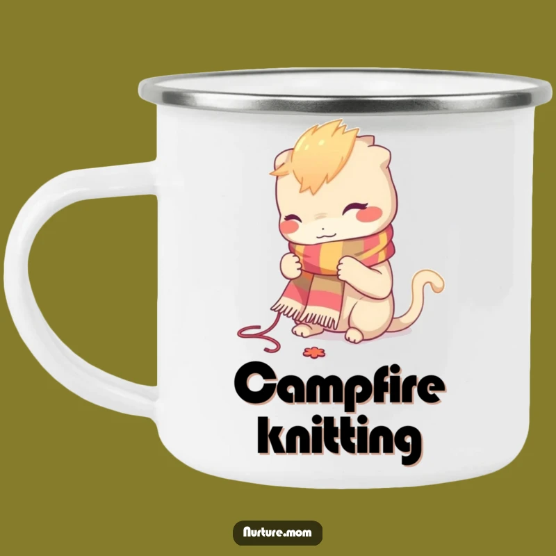 Funny Knitting Creature Camping Mug - Cozy Camp Crafting!