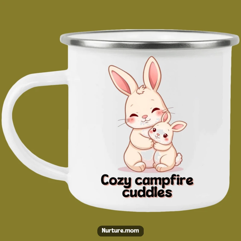 Funny Nurturing Rabbit Hug Camping Mug: Adventures Filled with Warmth and Humor
