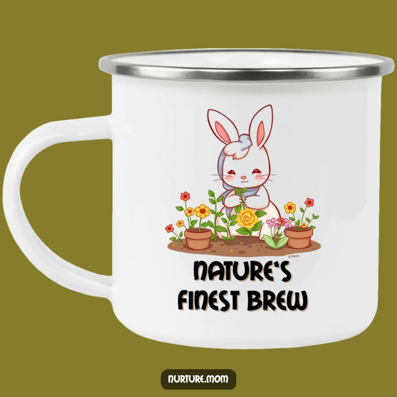 Funny Kawaii Rabbit Mom Camping Mug: Cute Garden Adventure, Hilarious Outdoor Gift