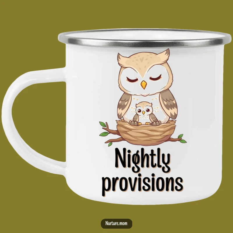 Funny Owl Nest Camping Mug: Gentle Feeding Owl for Outdoor Comfort