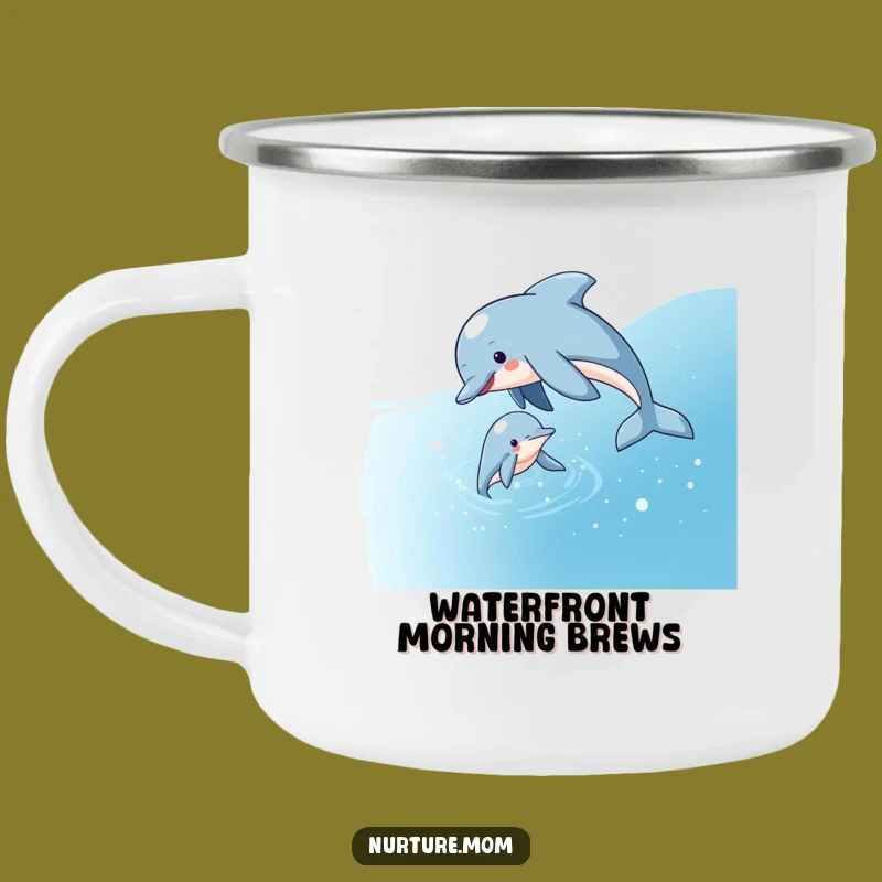 Funny Dolphin Mom Camping Mug: Aquatic Guidance for Outdoor Fun