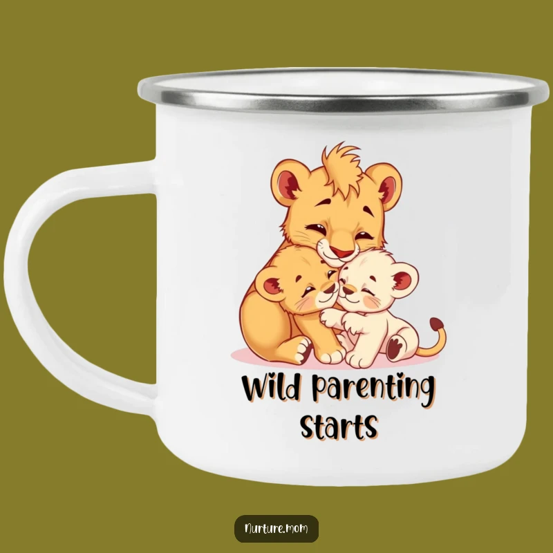 Funny! Wild Lioness Cub Camping Mug: Adventure with Love & Laughs