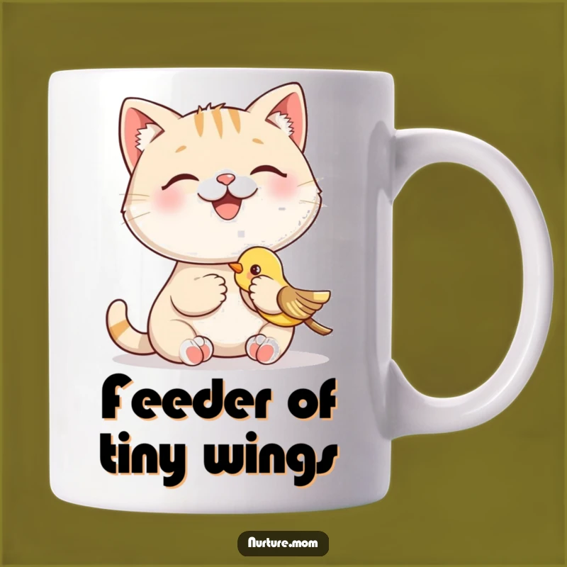 Funny Cat Feeding Bird Mug: Adorable Friendship Gift for Animal Lovers