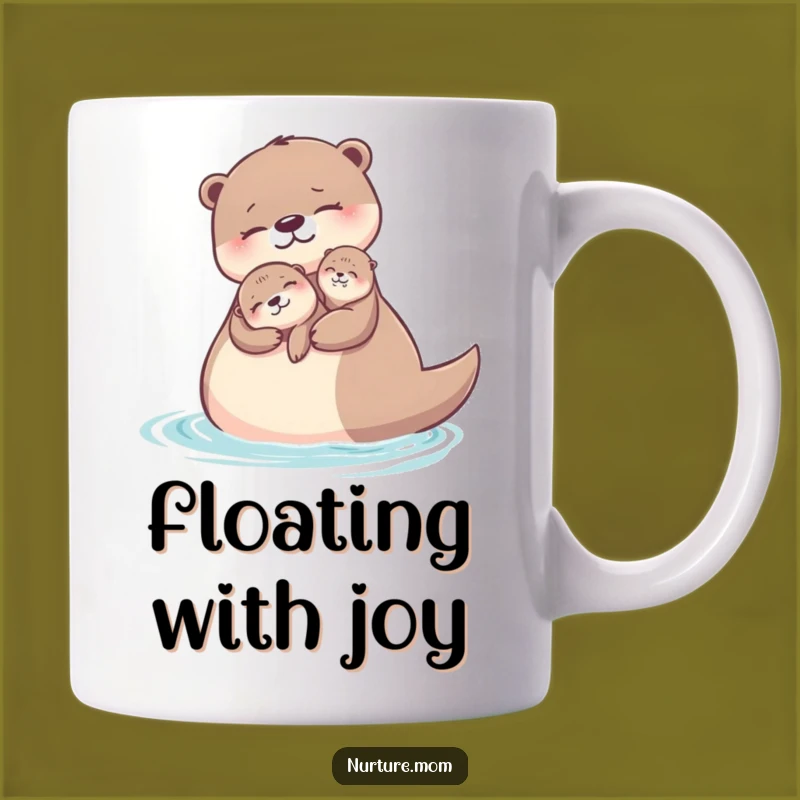 Funny Otter Mom Mug: Loving Mother Floating with Pup, Perfect Gift