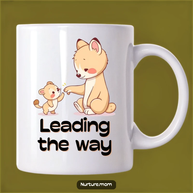 Funny Guiding Paw Mug: Animal Leading Young One, Heartwarming Gift