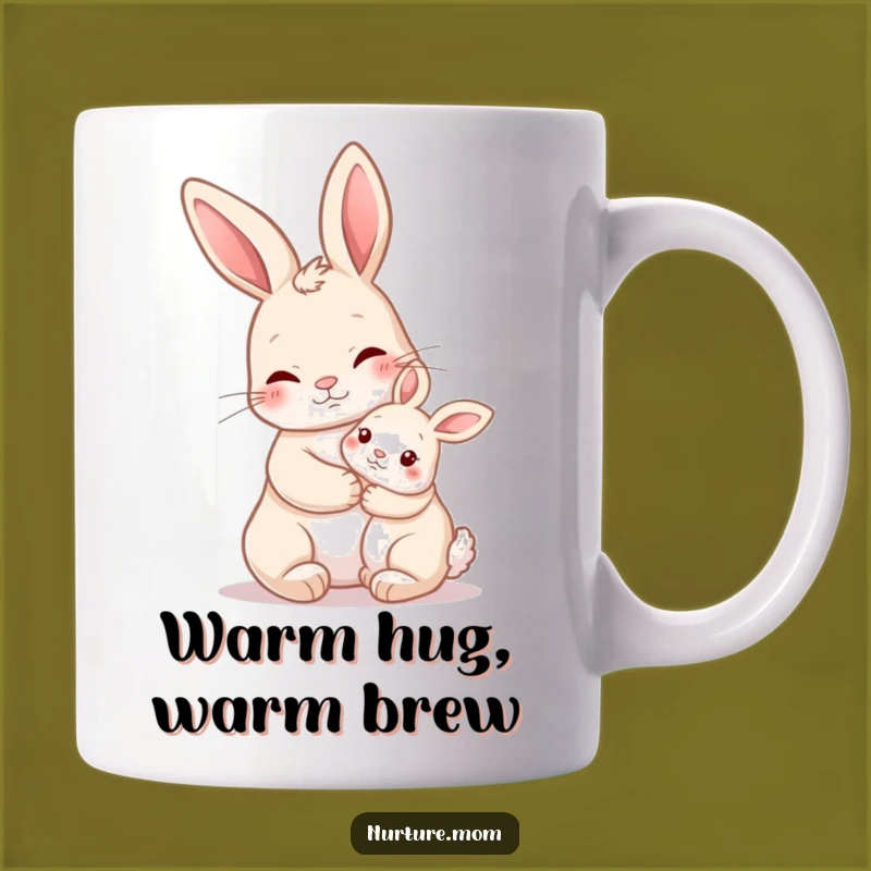Funny Nurturing Rabbit Hug Mug: A Humorous Gift of Warmth and Love