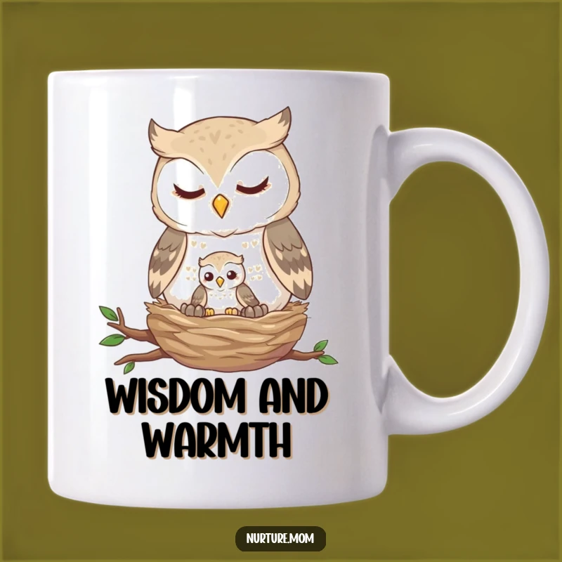 Funny Owl Nest Mug: Gentle Parent Feeding Fledgling, Heartwarming Funny Gift