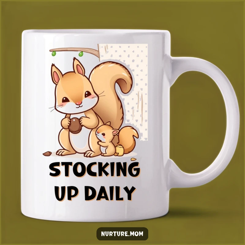 Funny Kawaii Mother Squirrel Nut Storage Mug - Cute Gift