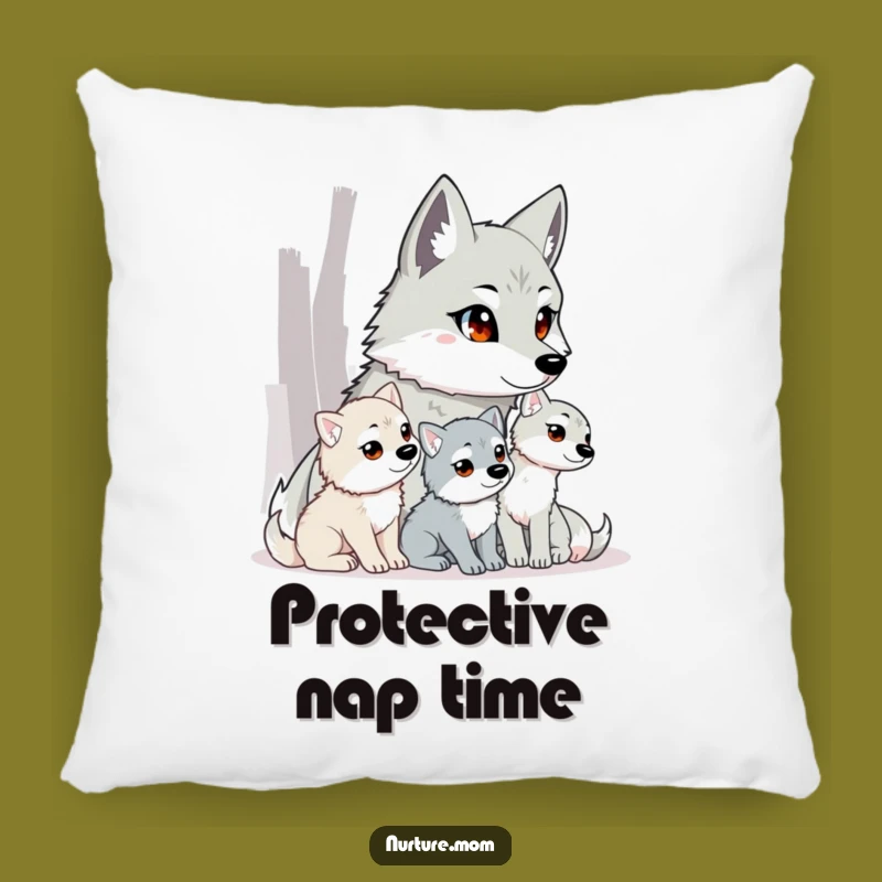 Comforting Funny Wolf Mom Pillow: Fierce Love, Soft Touch