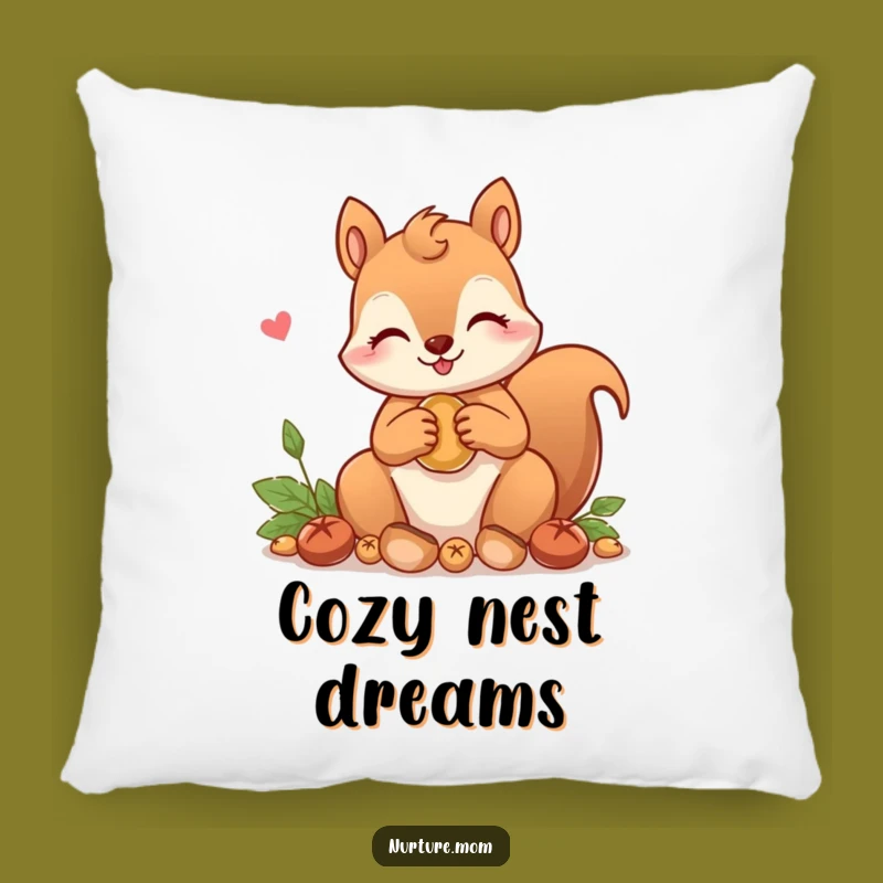 Funny! Cozy Squirrel Mom Pillow: Snuggle Up with Woodland Cuteness & Humor
