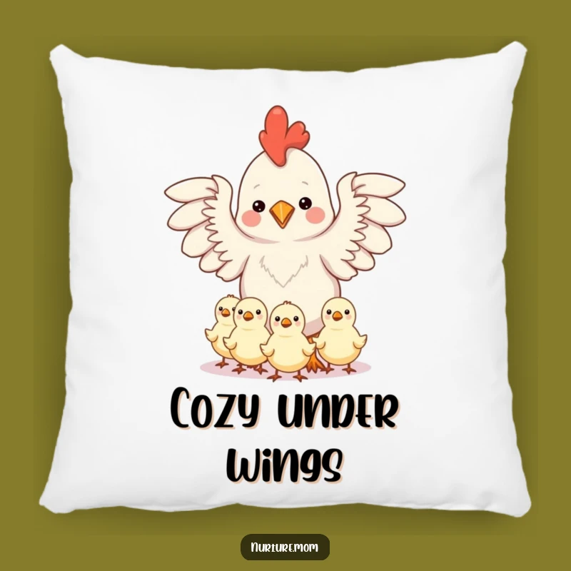 Funny Pillow: Kawaii Chicken Mom Chicks - Cozy Motherhood Decor Gift
