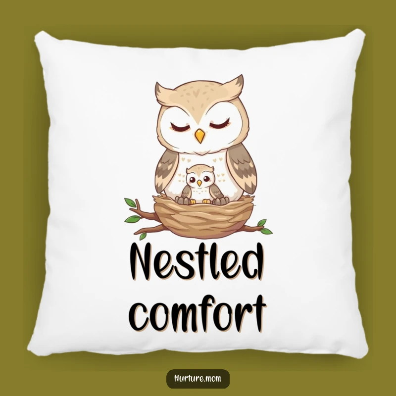 Cute Owl Nest Pillow: Soft Cushion with Gentle Feeding Scene