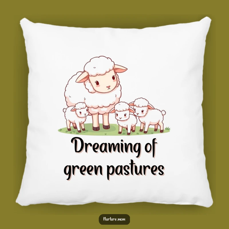 Funny Sheep Mom Pillow: Cozy Guardian Scene, Soft Lamb Comfort Gift