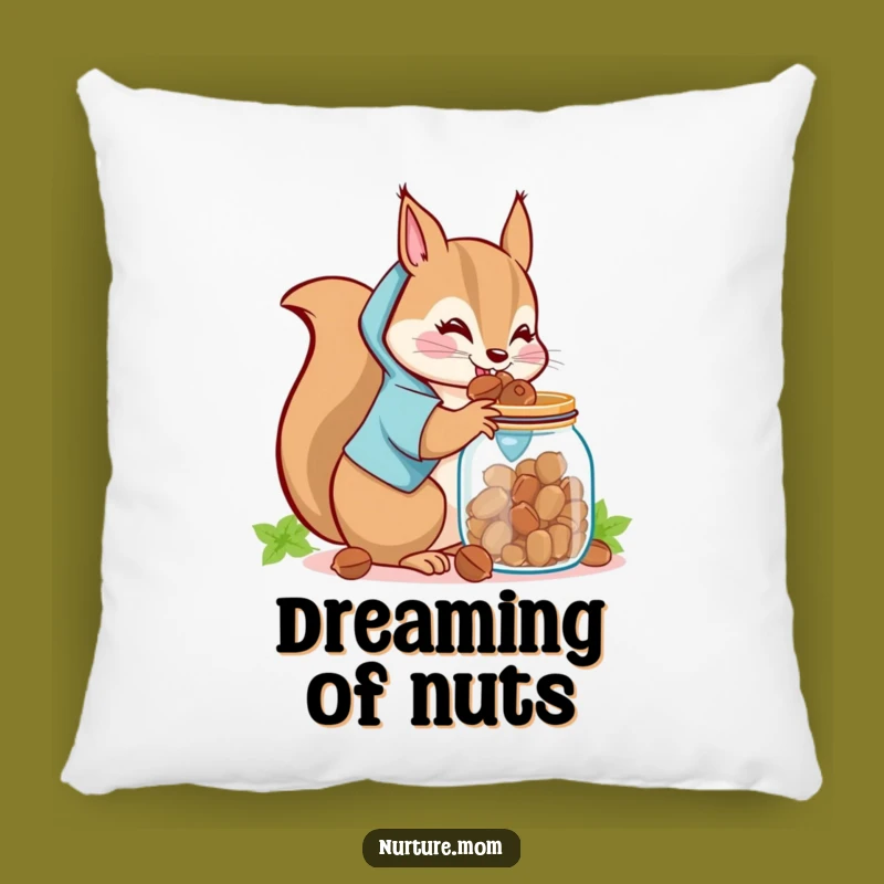 Funny Kawaii Squirrel Mom Pillow: Cozy Nut Stash Accent, Hilarious Gift