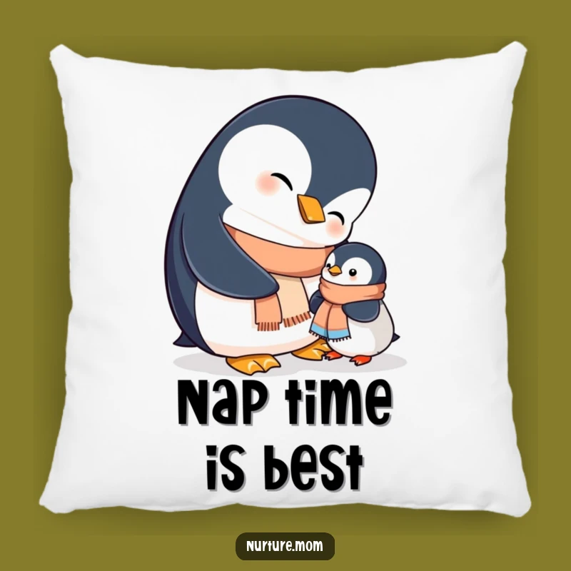 Funny Mama Penguin Helping Chick Scarf Pillow - Cozy Home Decor