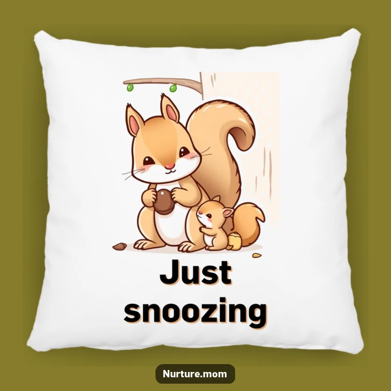Cute Kawaii Mother Squirrel Funny Pillow - Cozy Decor Gift