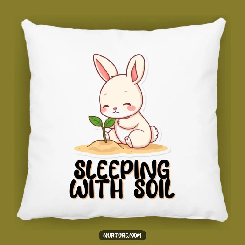 Funny Bunny Patting Sprout Pillow: Cozy Comfort and Hilarious Gardener Decor