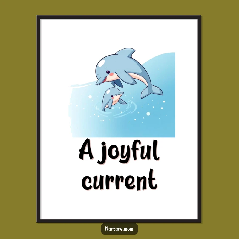 Funny Dolphin Mom Digital Art: Aquatic Guidance for Instant Decor