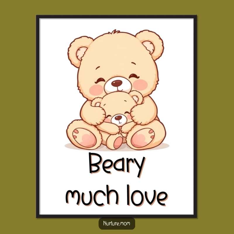 Funny Teddy Bear Mom Digital Art: Gentle Tuck-In for Instant Decor