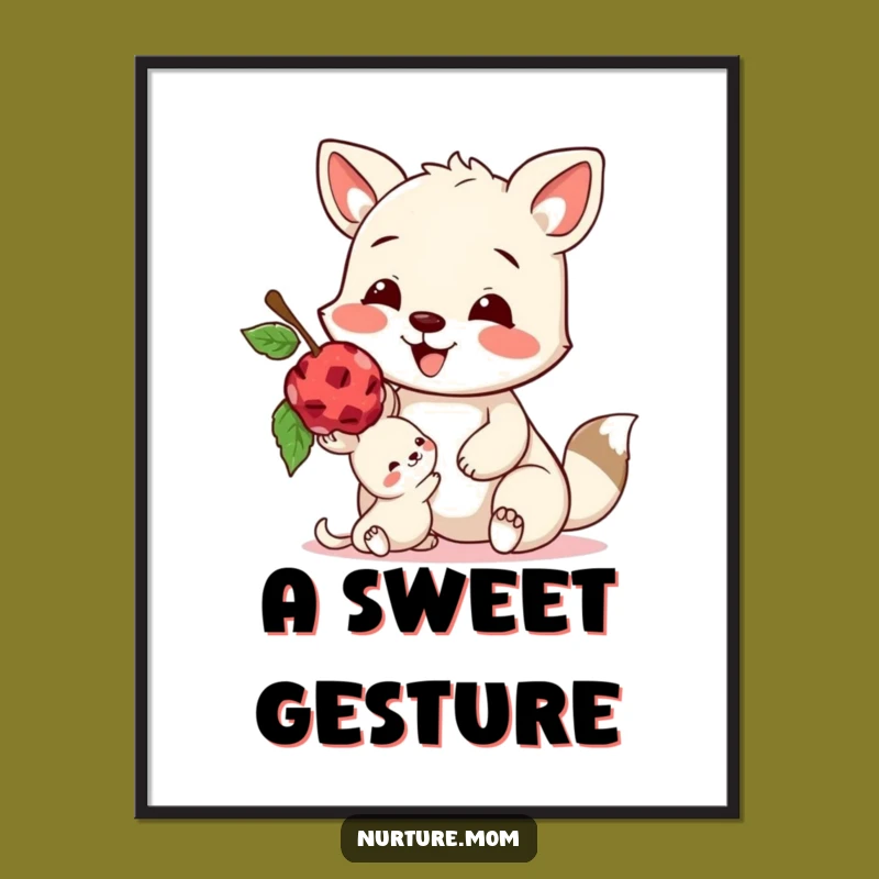 Funny Animal Sharing Digital Art Print - Instant Kindness Decor!