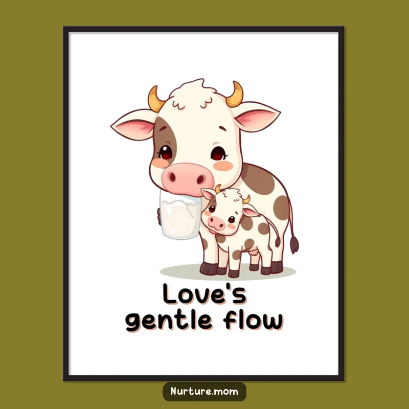 Funny! Happy Cow Mom Digital Art: Instant Farmyard Humor for Your Walls