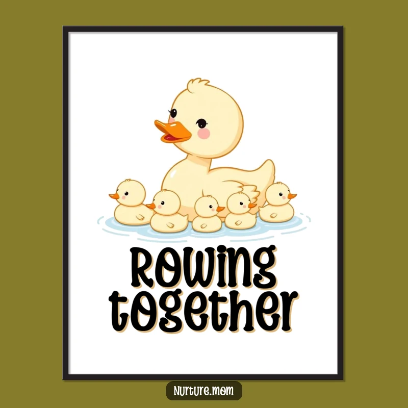 Funny Kawaii Mama Duck Digital Art - Duckling Printable Gift