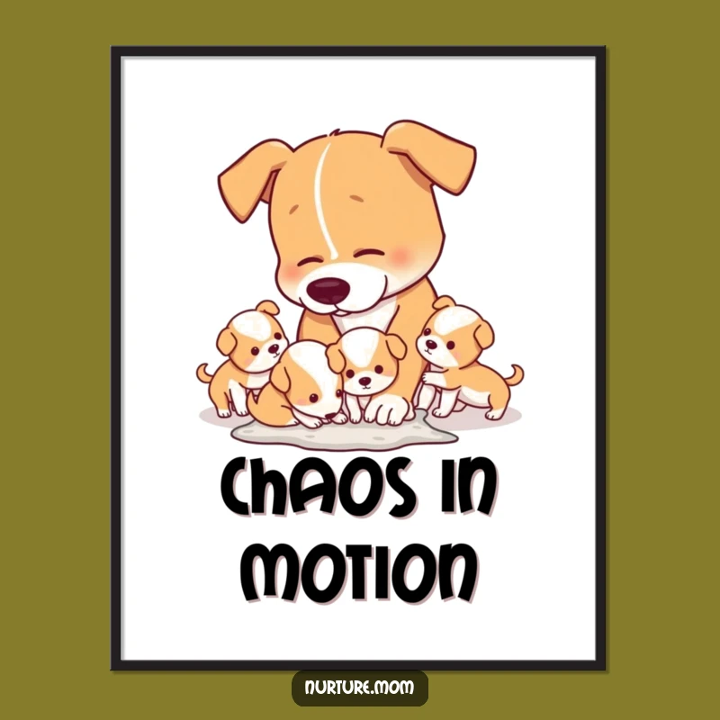 Funny Mom Dog Cleaning Digital Art - Hilarious Pet Lover Gift Print