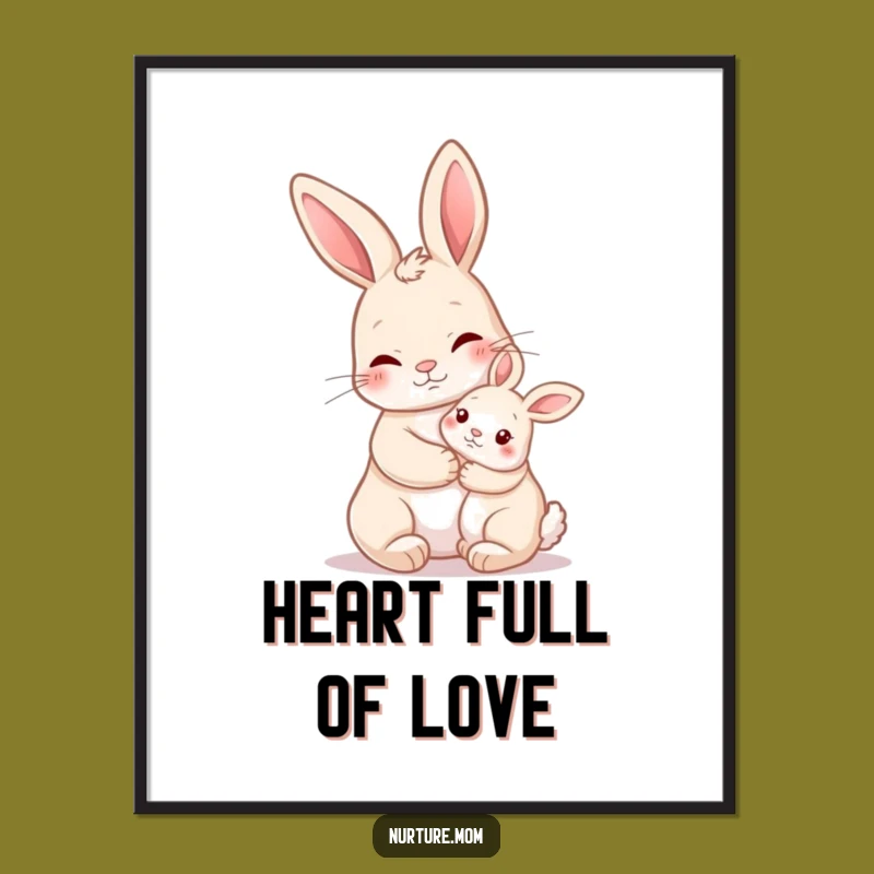 Funny Nurturing Rabbit Hug Digital Art: Instant Warmth and Humor
