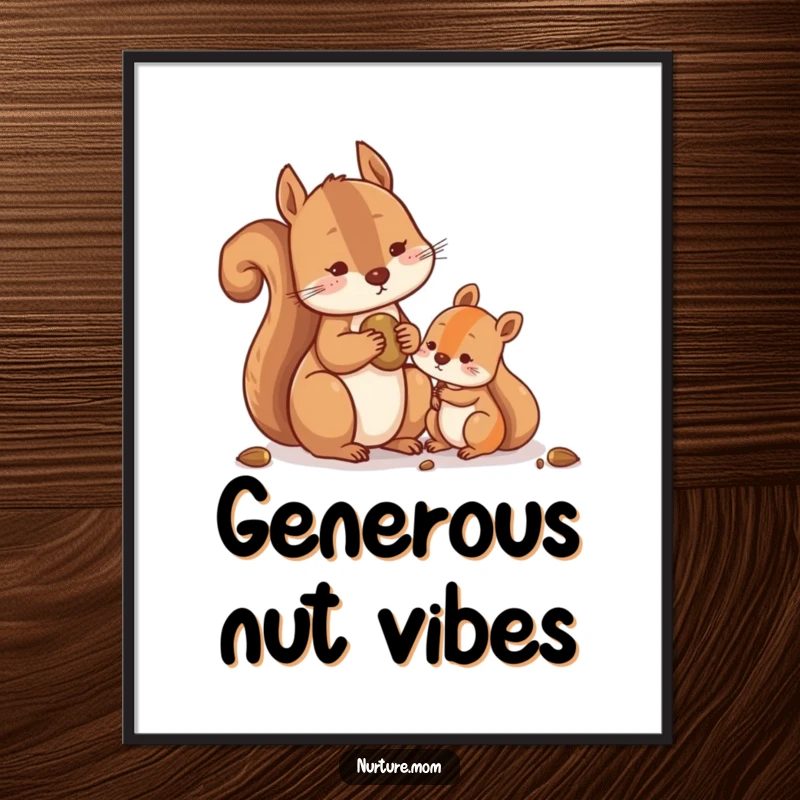 Funny Squirrel Sharing Nuts Digital Art Print of a squirrel sharing nuts with another, ready for printing.