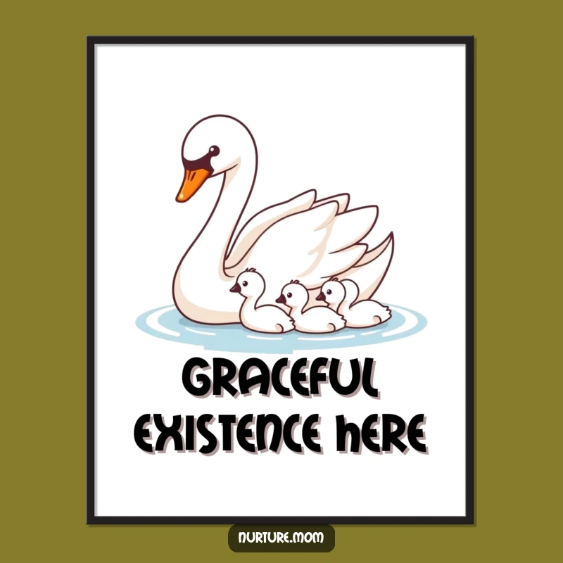 Funny Swan Guidance Digital Art: Instant Elegant Home Decor Gift