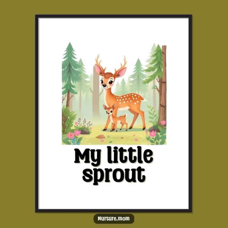 Funny Deer Mom Digital Art: Elegant Forest Nursery Decor Print
