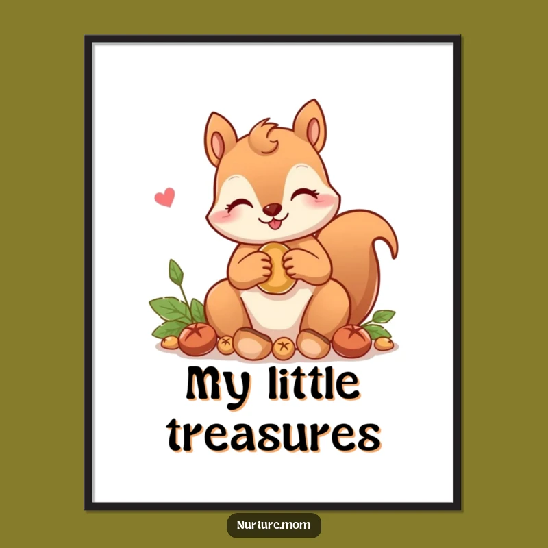 Funny! Kawaii Squirrel Mom Digital Art: Instant Cute Woodland Humor for Your Walls