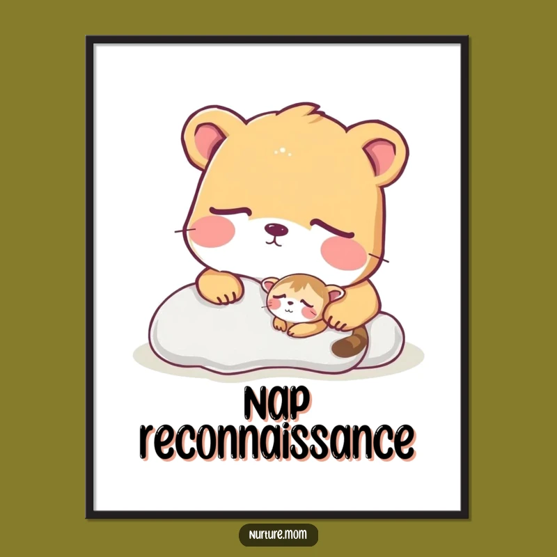 Funny Animal Sleep Art Print: Charming Guardian Watching Pal, Instant Funny Gift