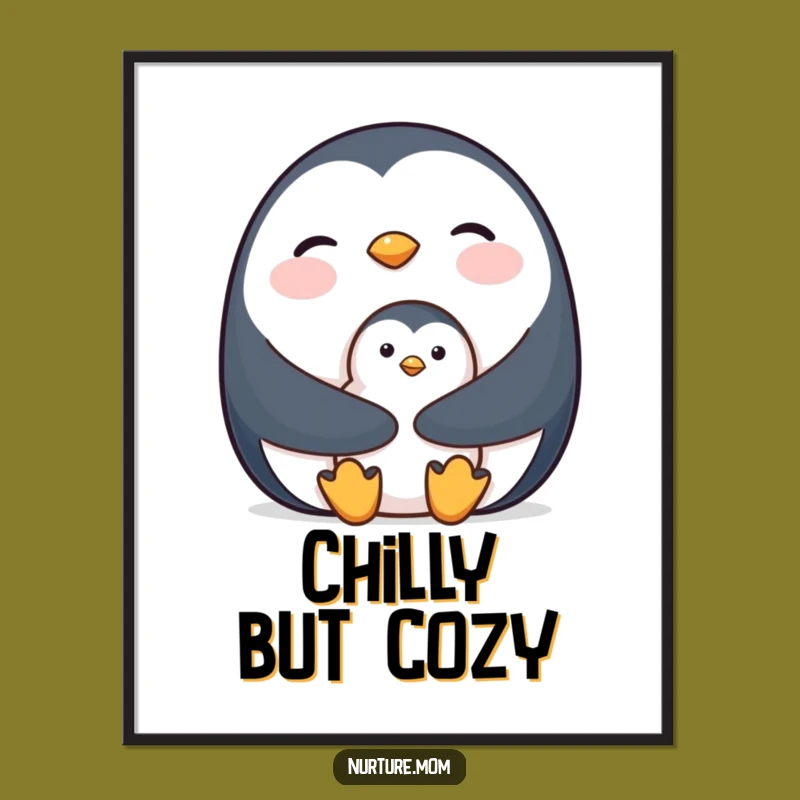 Penguin Mom Digital Art - Adorable & Warm Print