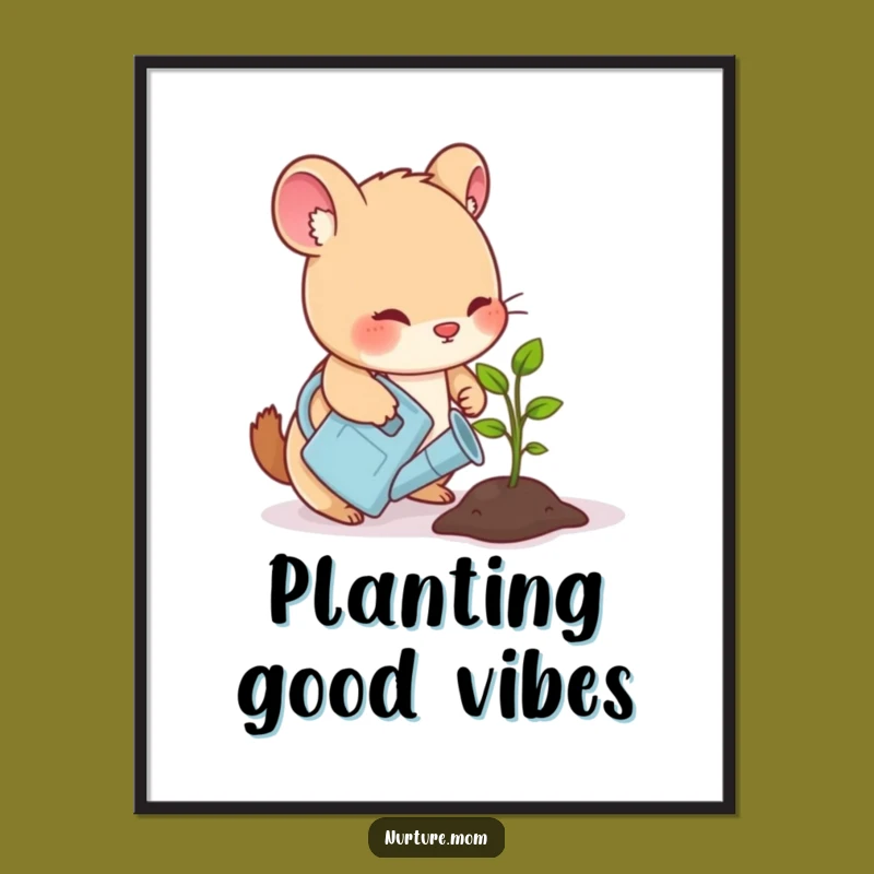 Funny Animal Gardener Digital Art: Instant Nature Art for Download