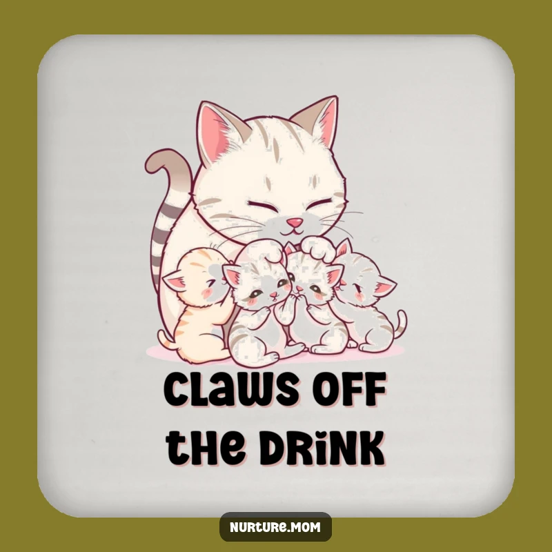 Funny Mother Cat Purring Coaster Set: Cute Feline Surface Protection Gift